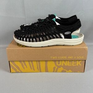 Keen Uneek Sport Sandals Mens Size 11 Black Aqua Blue 1030571 Stretch New NIB